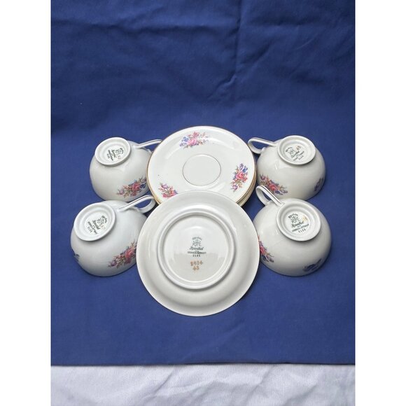 Rosenthal Bavaria Vintage 4 Teacup & Saucer Set With Floral Design German 282443 - Picture 9 of 12